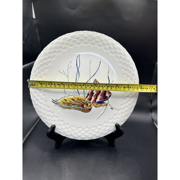 GIEN Grands Crustaces #6 Crab w/Shell Hand Painted Faience 10" Plate France 1961 - Picture 8 of 8